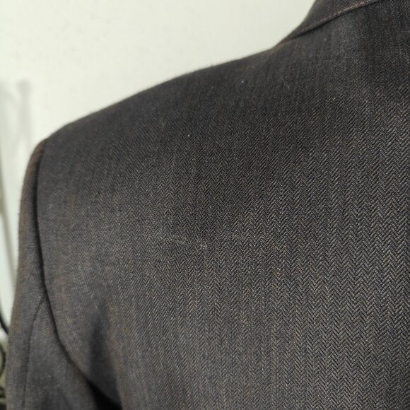 English Manor Mens Sport Coat Blazer Two Button Brown Herringbone Wool Blend 42R - Picture 12 of 16